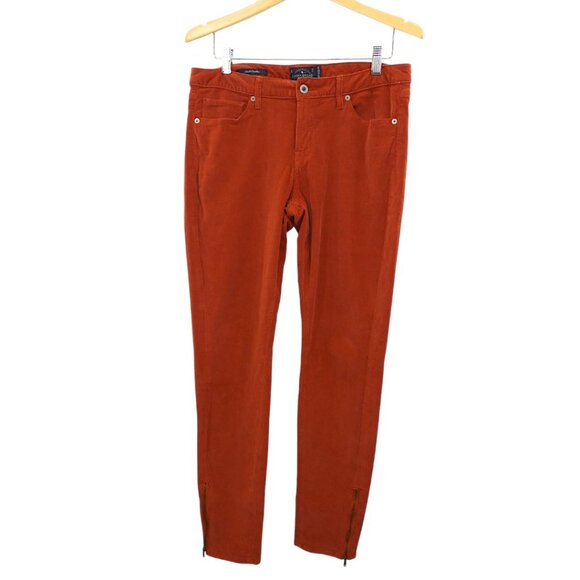 Lucky Brand Lolita Skinny Corduroy Pants Rust Red Stretch Zip Ankle Size 10 - Picture 2 of 9